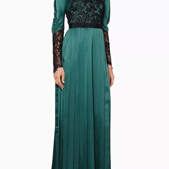 Self-Portrait Teal and Black Long Sleeve Dress - Picture 5 of 7